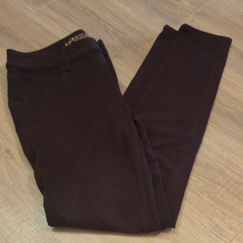 American Eagle Outfitters Women's Maroone Brown Skinny  Stretchy Jeggings